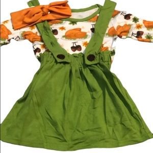💕Roasted turkey & acorns overall skirt set only